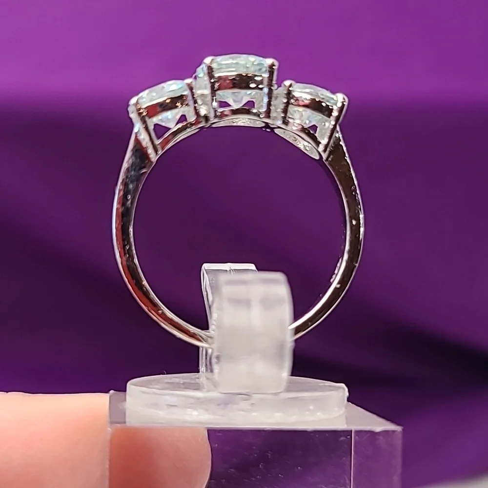 Moissanite 3 Stone 2.50 Carat Band Ring